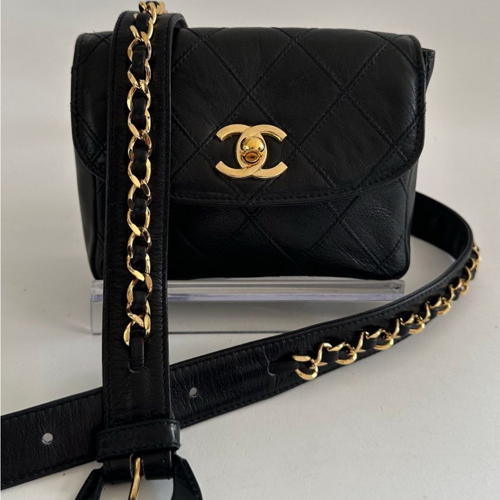 Chanel Black and Gold Quilted Crossbody/Belt Bag